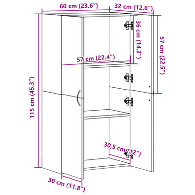 vidaXL Armoire de classement chêne sonoma 60x32x115 cm bois ingénierie