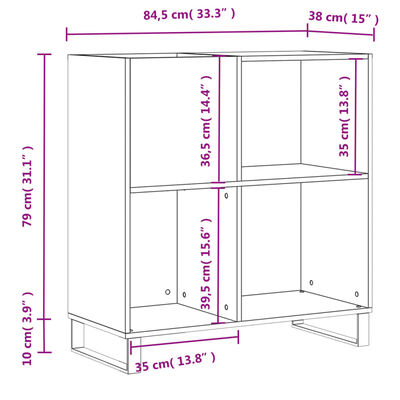 vidaXL Armoire à disques gris béton 84,5x38x89 cm bois d'ingénierie