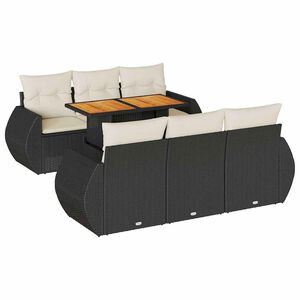 vidaXL Salon de jardin 7 pcs avec coussins noir r&eacute;sine tress&eacute;e