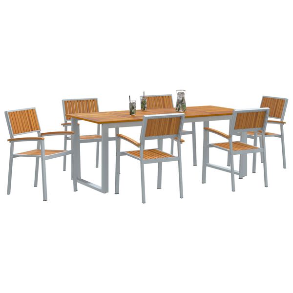 vidaXL Ensemble de salle à manger pour jardin 7 pcs Gris
