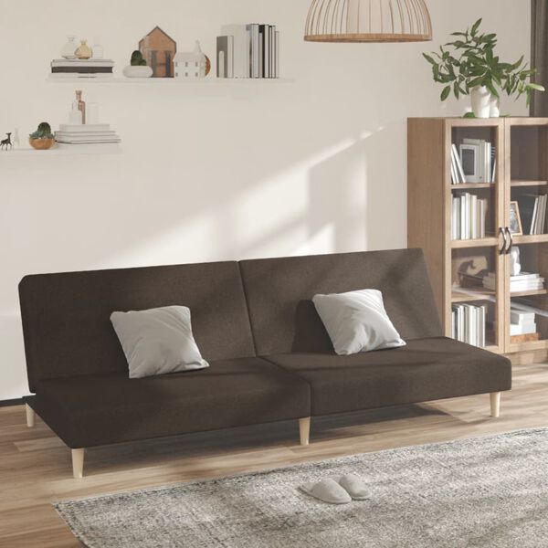 vidaXL Canap&eacute;-lit &agrave; 2 places Marron fonc&eacute; Tissu