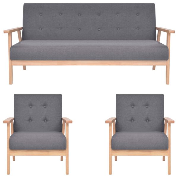 vidaXL Ensemble de canap&eacute;s 3 pcs Tissu Gris fonc&eacute;