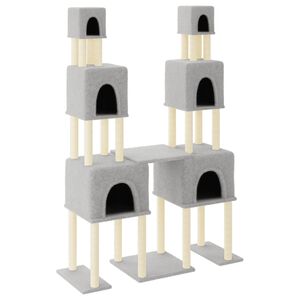 vidaXL Arbre &agrave; chat avec griffoirs en sisal Gris clair 199 cm