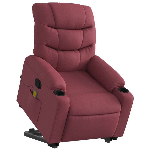 vidaXL Fauteuil inclinable de massage Rouge bordeaux Tissu