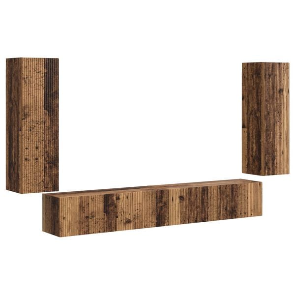 vidaXL Ensemble de meuble TV mural 4 pcs Bois ancien Bois d'ing&eacute;nierie