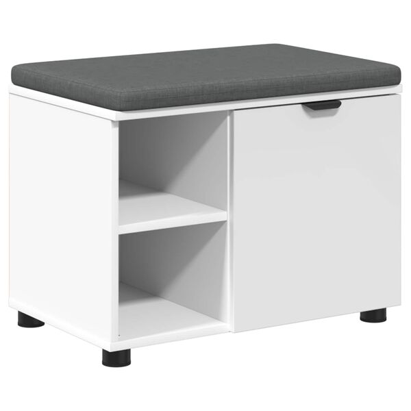 vidaXL Banc d'entr&eacute;e avec coussin Uni Blanc 60 x 38 x 46 cm