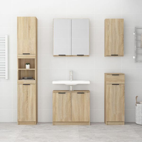 vidaXL Armoire salle de bain Ch&ecirc;ne sonoma 64,5x33,5x59 cm
