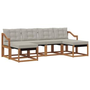 vidaXL Ensemble de canap&eacute;s d'ext&eacute;rieur 6 pc Gris Naturel et Clair