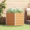vidaXL Jardin sur&eacute;lev&eacute; Marron Clair 129 x 129 x 77 cm Acier galvanis&eacute;