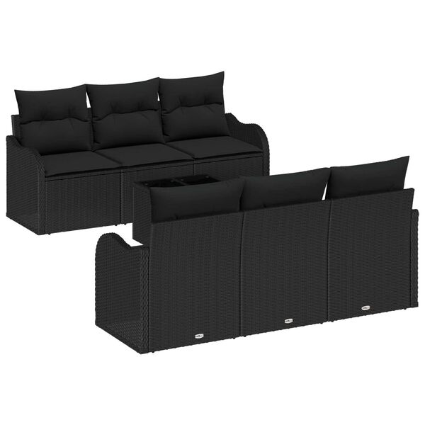 vidaXL Ensemble de canap&eacute; de jardin avec coussin 7 pcs Noir