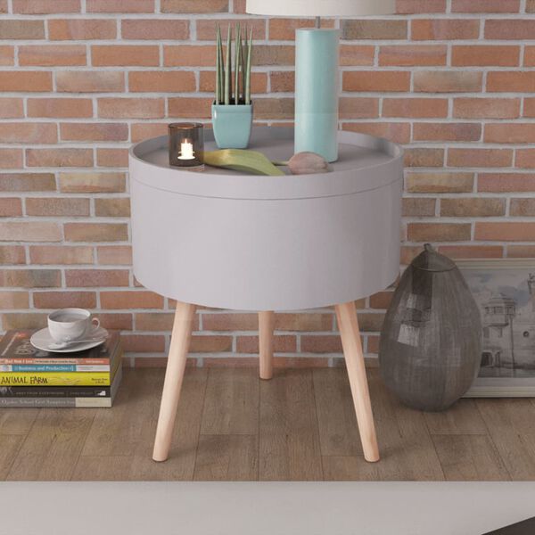 vidaXL Table auxiliaire avec plateau rond 39,5 x 44,5 cm Gris