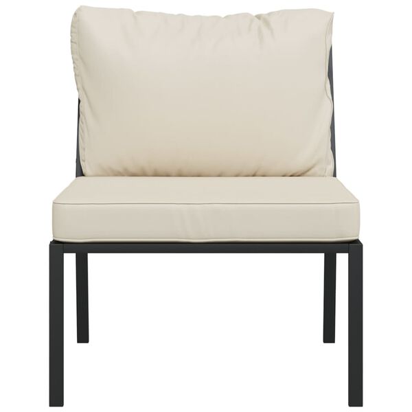 vidaXL Chaises de jardin et coussins sable lot de 2 60x74x79 cm acier