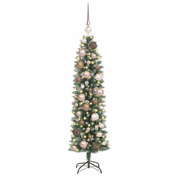 vidaXL Arbre de No&euml;l artificiel slim avec 150 LED Vert et blanc 120 cm