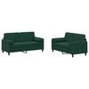 vidaXL Ensemble de canap&eacute;s 2 pcs avec coussins vert fonc&eacute; velours