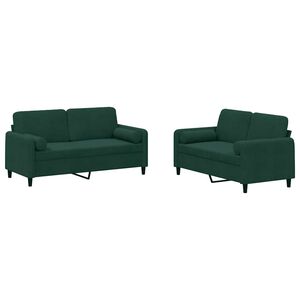 vidaXL Ensemble de canap&eacute;s 2 pcs avec coussins vert fonc&eacute; velours