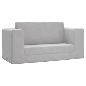 vidaXL Canap&eacute;-lit enfants 2 places gris clair peluche douce