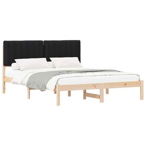 vidaXL Cadre de lit avec t&ecirc;te de lit rembourr&eacute;e Noir 160 x 200 cm