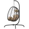 vidaXL Fauteuil suspendu avec coussin en polyrotin et acier taupe