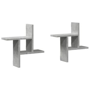 vidaXL &Eacute;tag&egrave;res murales 2 pcs gris b&eacute;ton 38x12x38 cm bois d'ing&eacute;nierie