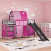 vidaXL Lit mezzanine pour enfants Noir et rose 75 x 190 cm M&eacute;tал