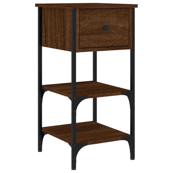 vidaXL Tables de chevet 2 pcs ch&ecirc;ne marron 34x36x70 cm bois ing&eacute;nierie