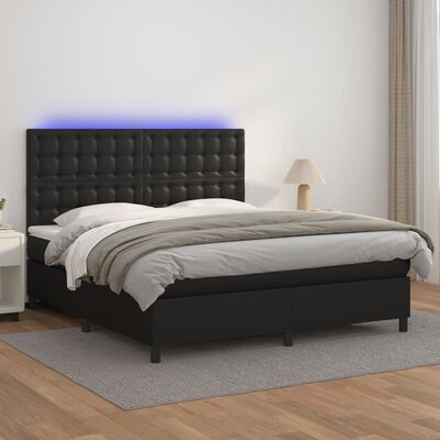 vidaXL Sommier à lattes de lit avec matelas et LED Noir 160x200 cm