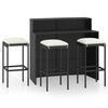 vidaXL Ensemble de bar de jardin avec coussins 4 pcs Noir
