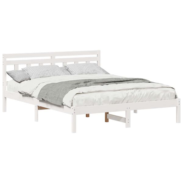 vidaXL Cadre de lit Blanc 160 x 200 cm Pin massif