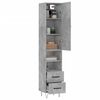 vidaXL Buffet haut Gris b&eacute;ton 34,5x34x180 cm Bois d'ing&eacute;nierie
