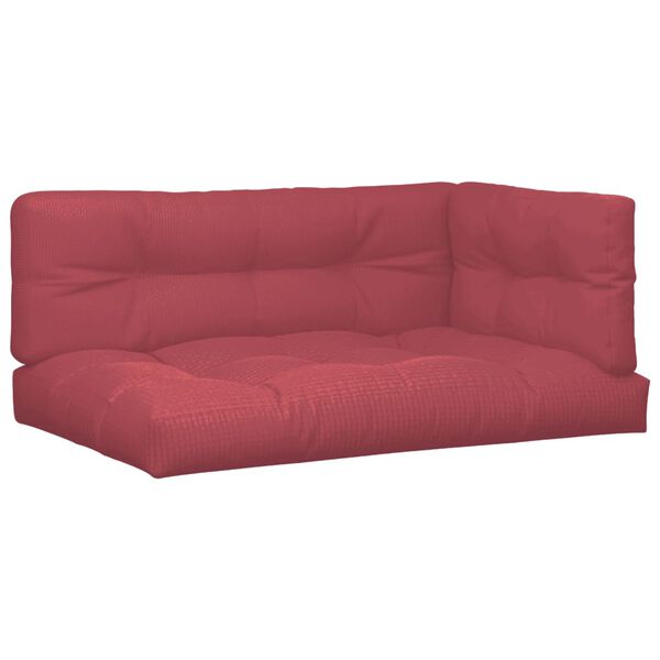 vidaXL Coussins de palette lot de 3 rouge bordeaux tissu