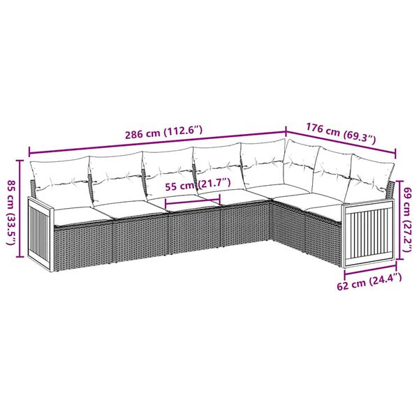 vidaXL Salon de jardin avec coussins 7 pcs beige r&eacute;sine tress&eacute;e