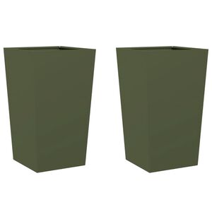vidaXL Jardini&egrave;res 2 pcs vert olive 45x45x75 cm acier