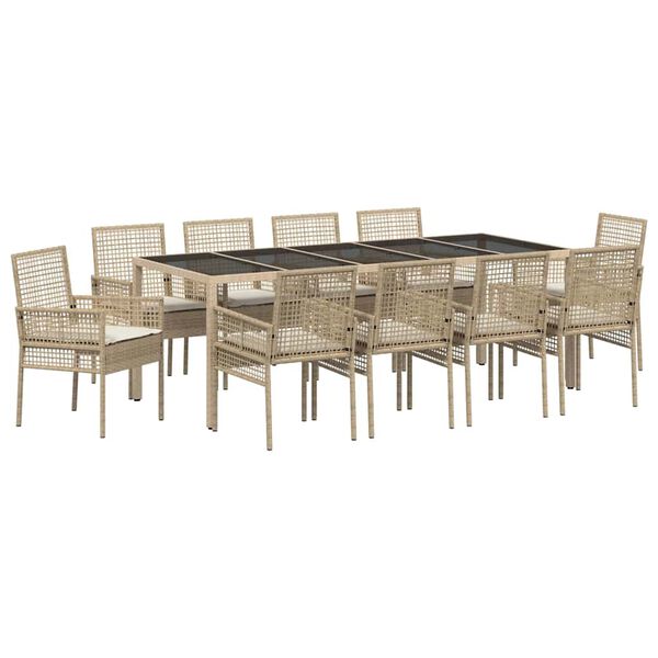 vidaXL Ensemble de salle &agrave; manger pour jardin 11 pcs Beige polyrotin