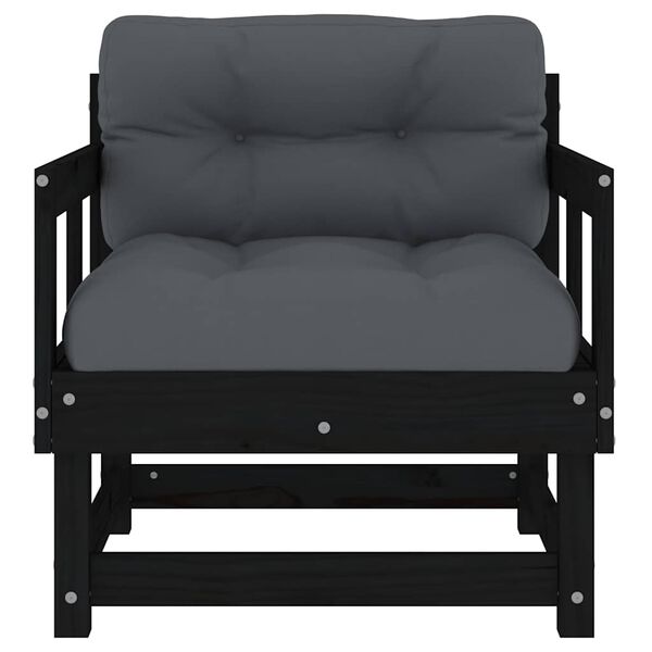vidaXL Chaises de jardin et coussins lot de 2 noir bois de pin massif