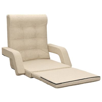 vidaXL Chaise pliable de sol avec fonction de lit Crème Tissu