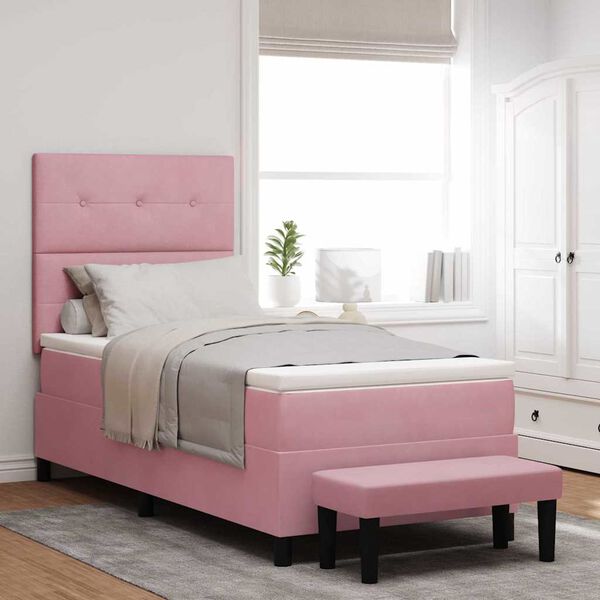 vidaXL Lit &agrave; ressorts avec matelas Rose 90 x 200 cm Velours