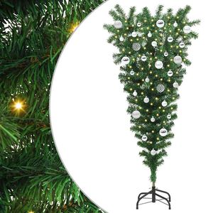 vidaXL Arbre de No&euml;l artificiel pr&eacute;-&eacute;clair&eacute; &agrave; l'envers avec ensemble de boules