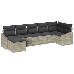 vidaXL Ensemble de canap&eacute; de jardin 7 pcs Gris clair polyrotin