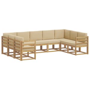 vidaXL Ensemble de canap&eacute;s d'ext&eacute;rieur 9 pc Blanc et Beige