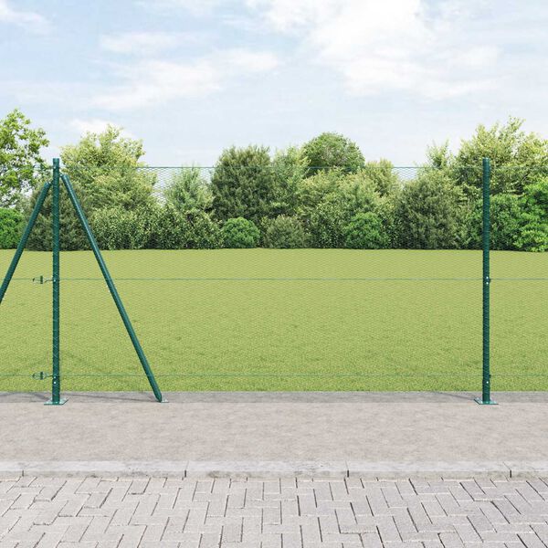 vidaXL Clôture avec poteaux Vert 1.2 x 50 m Acier recouvert de PVC