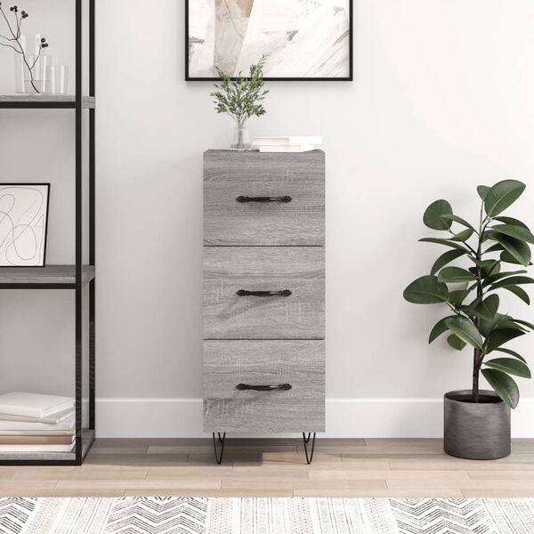 vidaXL Buffet Sonoma gris 34,5x34x90 cm Bois d'ing&eacute;nierie