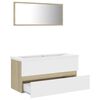 vidaXL Ensemble de meubles de bain Blanc et ch&ecirc;ne sonoma Agglom&eacute;r&eacute;