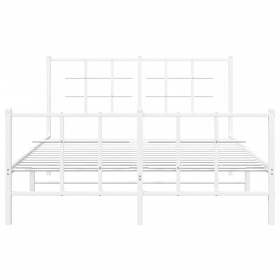 vidaXL Cadre de lit métal sans matelas et pied de lit blanc 135x190 cm