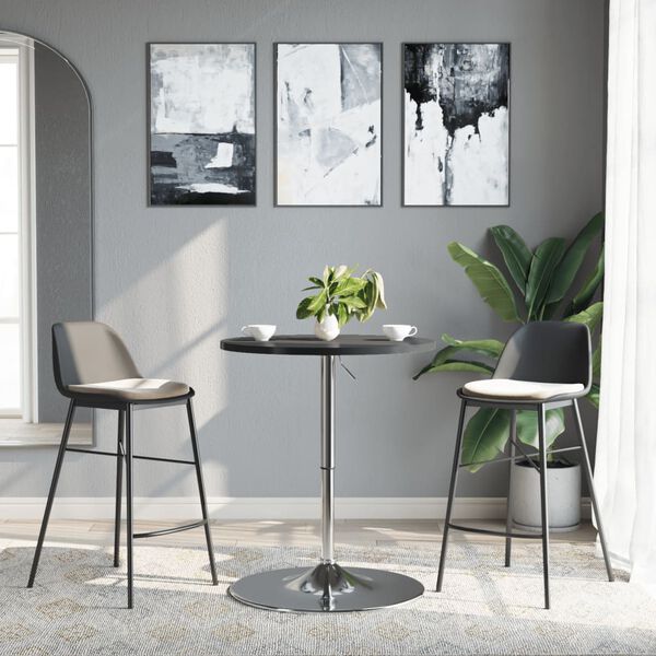 vidaXL Table de bar noir 60x60x90 cm bois d'ing&eacute;nierie et acier chrom&eacute;