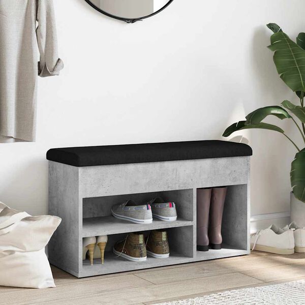 vidaXL Banc à chaussures gris béton 82x32x45,5 cm bois d'ingénierie