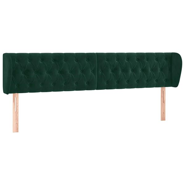 vidaXL T&ecirc;te de lit avec oreilles Vert fonc&eacute; 183x23x78/88 cm Velours