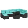 vidaXL Ensemble de Canap&eacute;s 9 pc Noir et Bleu polyrotin