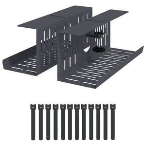 vidaXL Plateau de gestion de c&acirc;bles sous le bureau 2 pc Anthracite