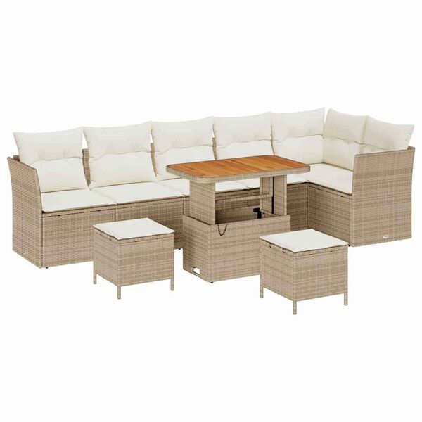 vidaXL Ensemble de canap&eacute; de jardin avec coussin 9 pcs beige et cr&egrave;me