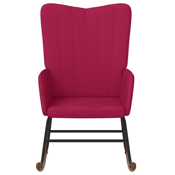 vidaXL Chaise &agrave; bascule Rouge bordeaux Velours